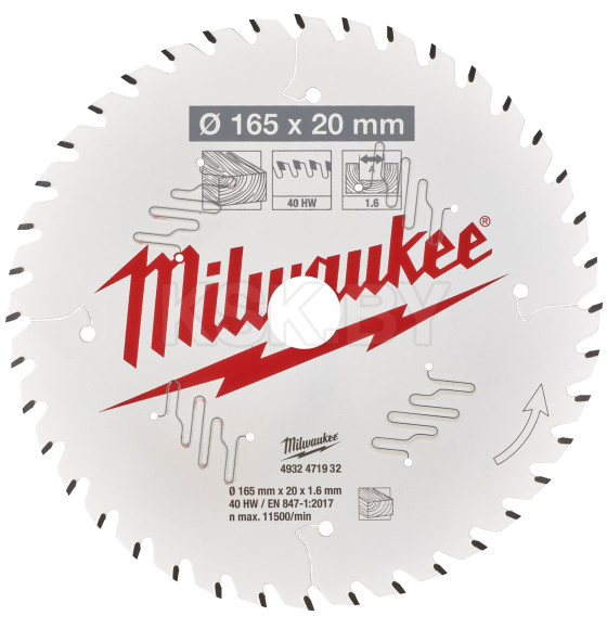 Диск пильный 165x20x1.6x40 Milwaukee (4932471932) 