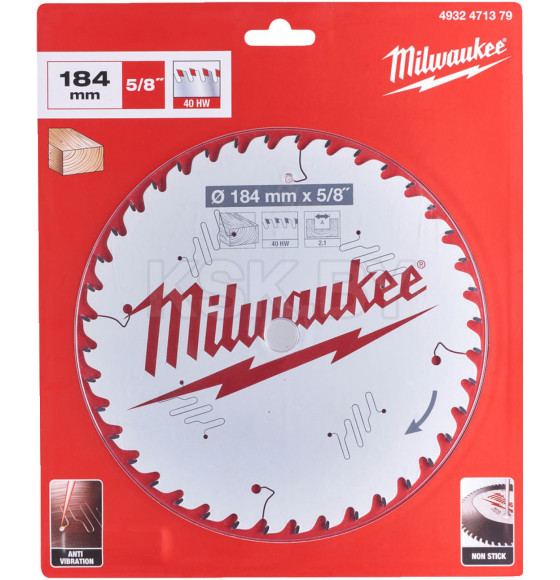 Диск пильный 184x5/8x2,1x40 Milwaukee (4932471379) 