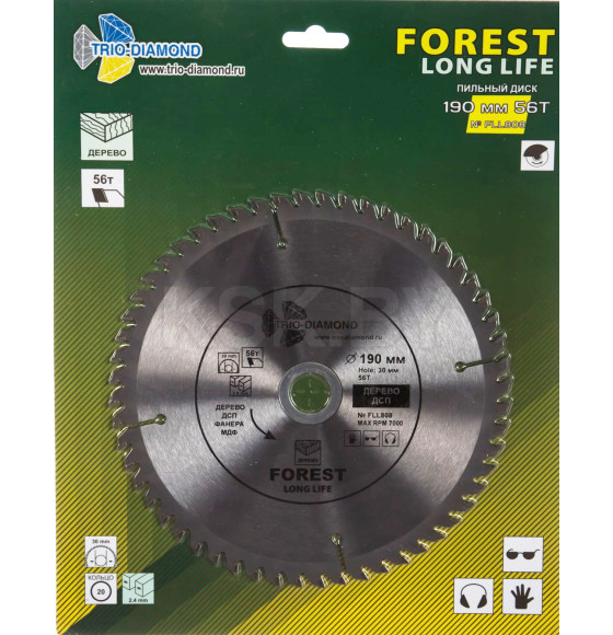 Диск пильный Trio-diamond 190 Forest Long Life 190*56T*30/20 mm (FLL808) 