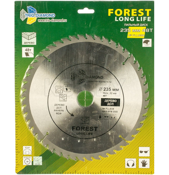 Диск пильный Trio-diamond 235 Forest Long Life 235*48Т*32/30 mm (FLL838) 