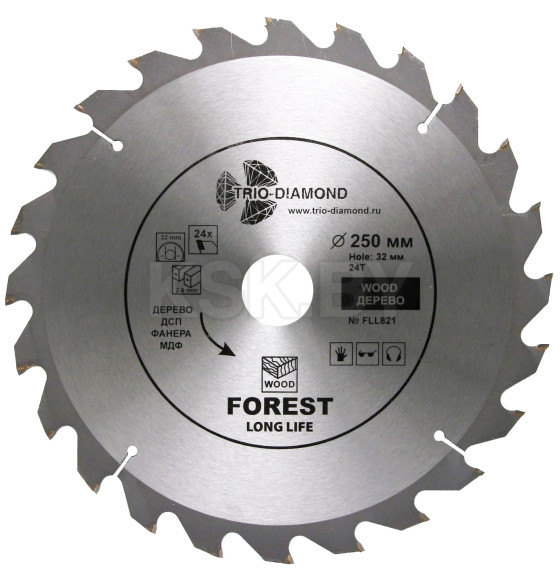 Диск пильный Trio-diamond 250 Forest Long Life 250*24T*32/30 mm (FLL821) 