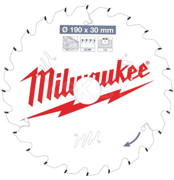 Диск пильный для циркулярок Milwaukee 190/30/1,6 Z24ATB (4932471300)