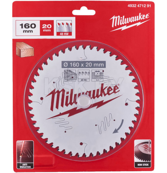 Диск пильный для циркулярок Milwaukee WCSB 160x20 Z12 (по дереву) (4932471291) 