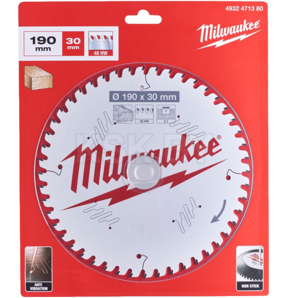 Диск пильный для циркулярок Milwaukee WCSB 190x30 Z48 (по дереву) (4932471380) 