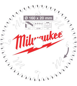 Диск пильный по дереву 160x20x2,2 мм 42Z для циркулярной пилы Milwaukee