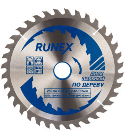 Диск пильный по дереву 250мм х 36 зуб х 32/30мм "Runex"
