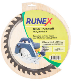 Диск пильный по дереву 250мм х 36 зуб х 32/30мм "Runex"