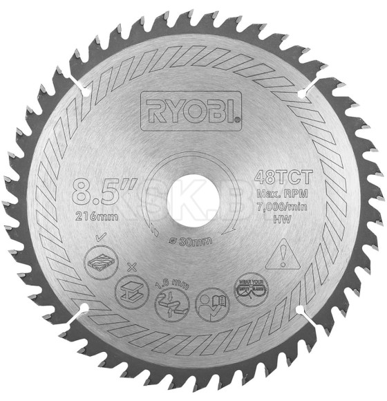 Диск пильный по дереву RYOBI SB216T48A1 216х30х2,4 мм (5132002620) 