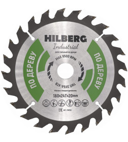 Диск пильный серия Hilberg Industrial Дерево 160*24Т*20 mm