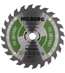 Диск пильный серия Hilberg Industrial Дерево 190*24Т*20 mm