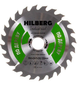 Диск пильный серия Hilberg Industrial Дерево 190*24Т*30/20 mm