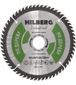 Диск пильный серия Hilberg Industrial Дерево 190*60Т*30/20 mm