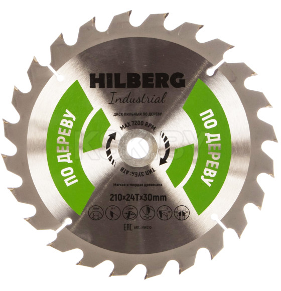 Диск пильный серия Hilberg Industrial Дерево 210*24Т*30 mm (HW210) 