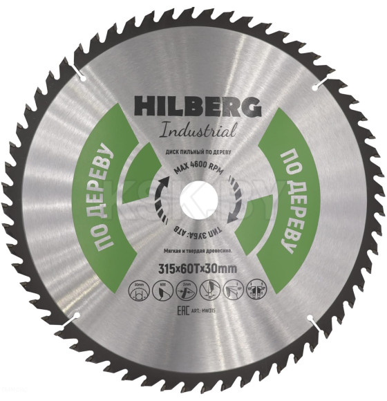 Диск пильный серия Hilberg Industrial Дерево 315*60Т*30 mm (HW315) 