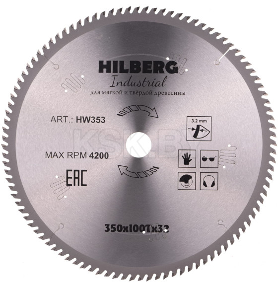 Диск пильный серия Hilberg Industrial Дерево 350*100Т*32 mm (HW353) 