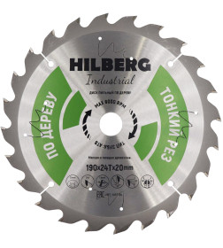 Диск пильный190 Hilberg Industrial Дерево Тонкий Рез 190*1,6*24Т*20 mm