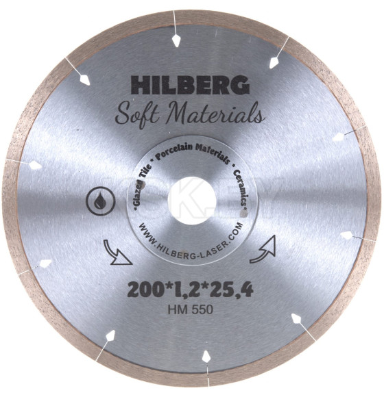 Диск алмазный 200 Hilberg сплошной Hyper Thin 200*8*25,4 Толщина реж. кромки 1.2 mm (HM550) 