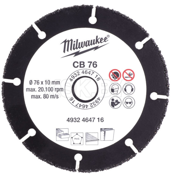 Диск алмазный 76мм  по дереву CB Milwaukee (4932464716) 