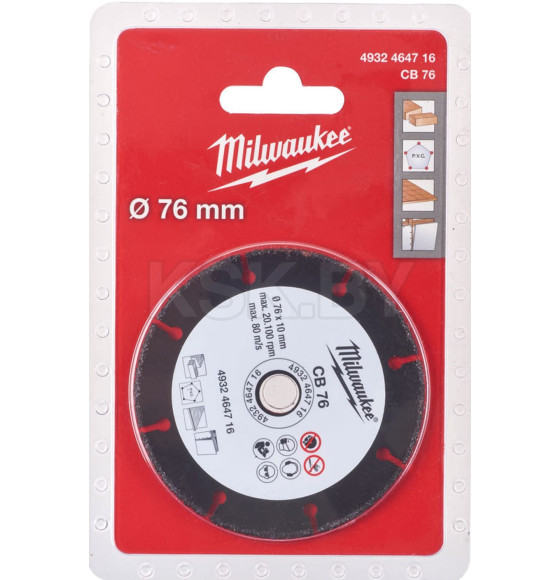 Диск алмазный 76мм  по дереву CB Milwaukee (4932464716) 