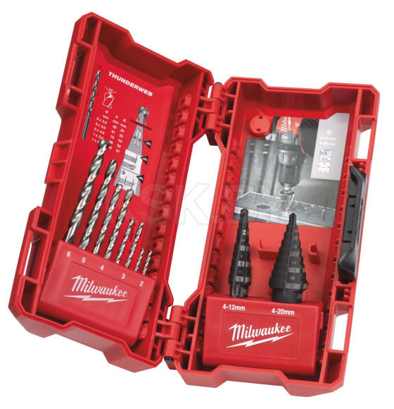 Набор ступенчатых сверл и сверл по металлу Milwaukee STEP DRILL SET (10 шт.) (48899350) 