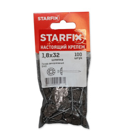 Гвозди декоративные 1.8х32 мм чёрная  шляпка (100 шт в зип-локе) STARFIX