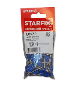 Гвозди декоративные 1.8х32 мм синяя  шляпка (100 шт в зип-локе) STARFIX