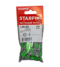 Гвозди декоративные 1.8х32 мм зелёная  шляпка (100 шт в зип-локе) STARFIX