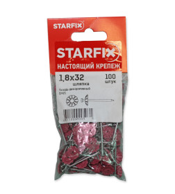 Гвозди декоративные 1.8х32 мм бордовая  шляпка (100 шт в зип-локе) STARFIX