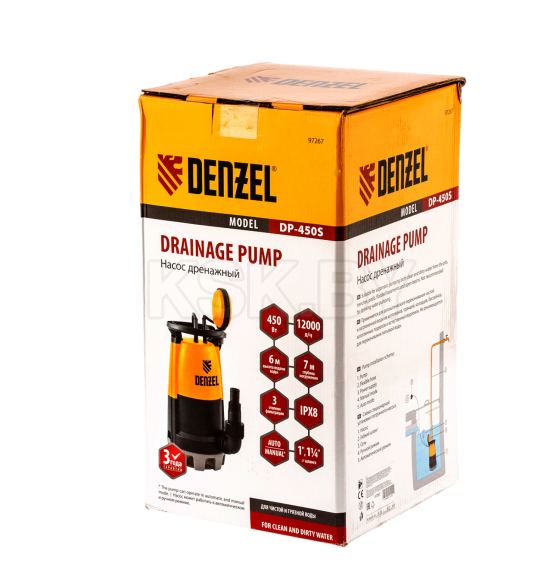 Дренажный насос для чистой и грязной воды DP-450S Denzel 97267 (97267) 