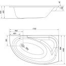 Ванна акриловая угловая 170х100 см  CERSANIT  MEZA правая   (в комплекте ножки,без сифона) (PW1000001) 