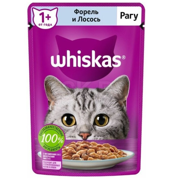 Корм влажный Whiskas с форелью и лососем 75 г
