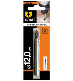 Сверло перьевое по плитке 12×90 Standart GRAFF