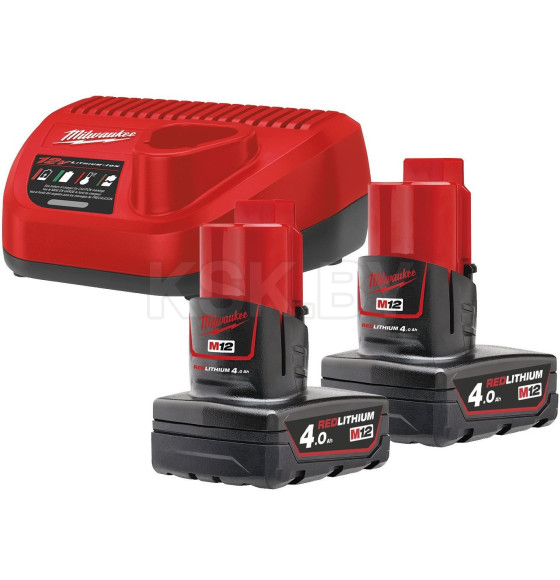 Энергокомплект Milwaukee M12 NRG-402 (Li-Ion4Ач) (4933459211) 