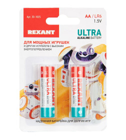 Батарейка AA LR06 1,5 V алкалиновая Ultra (упак. 2шт) Rexant