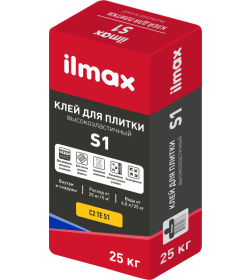 Клей для плитки высокоэластичный "Ilmax S1", 25 кг. 