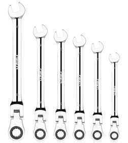 Ключи комбинированные трещоточные шарнирные в наборе DEKO RW02 8-17 мм SET 6