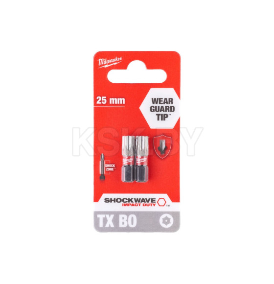 Бита TORX TX BO10х25мм ударная Milwaukee Shockwave (2 шт.) (4932471580) 