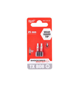 Бита TORX TX BO 8х25мм ударная Milwaukee Shockwave (2 шт.)