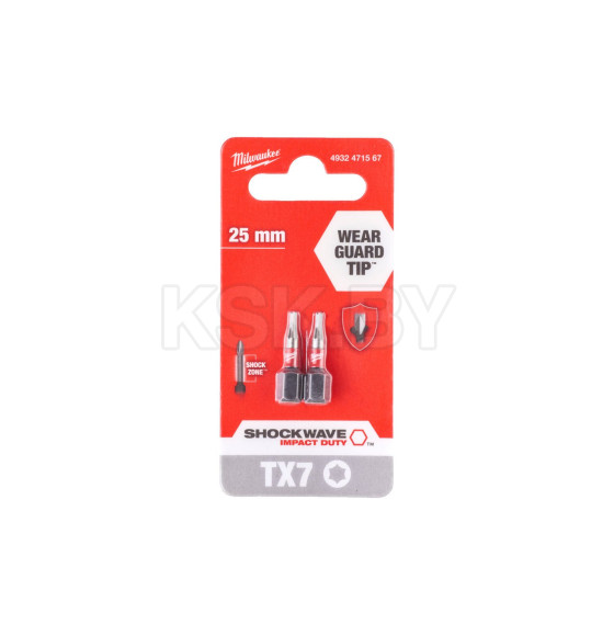 Бита TORX TX 7х25мм ударная Milwaukee Shockwave (2 шт.) (4932471567) 