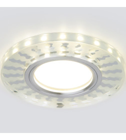 Встраиваемый светильник с LED подсветкой SL/WH зеркальный/белый, 2248 MR16