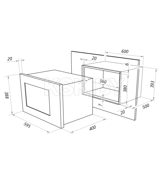 Микроволновая печь встраиваемая MAUNFELD MBMO.25.8S (УТ000008055) 