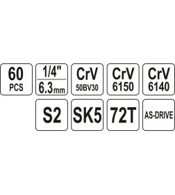Набор инструментов 60пр, YATO