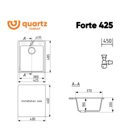 Мойка кухонная Ulgran Quartz Forte 425-08