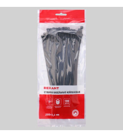 Хомут nylon 200х3,6мм черный (уп.100 шт.) Rexant