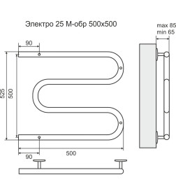 Полотенцесушитель М-обр 25ПС3 26,9 электро 500х525