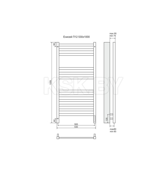 Полотенцесушитель Енисей П12 500х1000  электро (sensor quick touch) (4670078526250) 