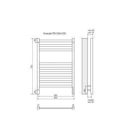 Полотенцесушитель Енисей П9 500х700  электро (sensor quick touch)