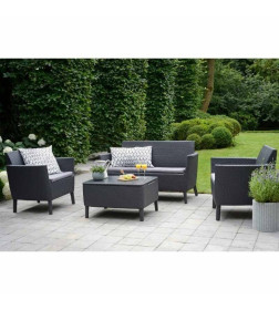 Набор уличной мебели (диван, 2 кресла, столик) Salemo 2-sofa set, графит