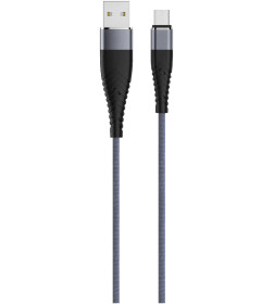 Кабель SOLID, USB 2.0 - microUSB, 1.2м, 2.1А, усиленный, цвет титановый, OLMIO