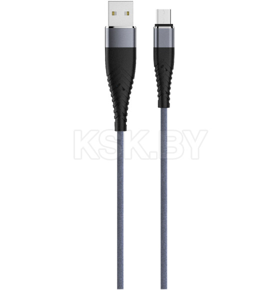 Кабель SOLID, USB 2.0 - microUSB, 1.2м, 2.1А, усиленный, цвет титановый, OLMIO